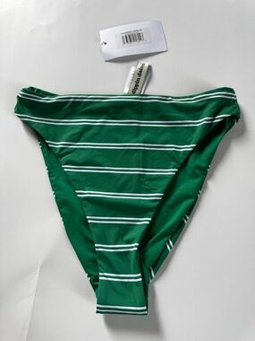 Dippin Daisys Green White Stripe High Waist Bikini Swim Bottoms NWT XS